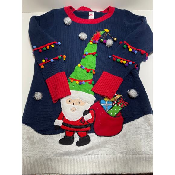 Holiday Time. Women’s Sz M (8-10) Ugly Christmas Santa Tree Light Up Sweater - Picture 5 of 14